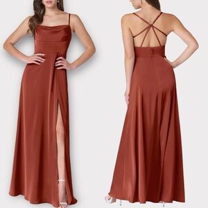 Azazie Rust Maxi Dress